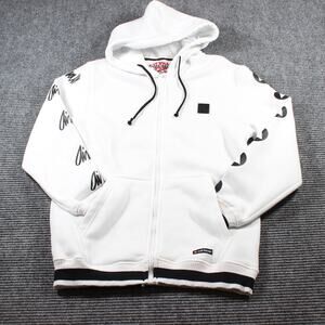 Airwalk Full Zip Hoodie White Men’s Small Logo Sleeve Graphic